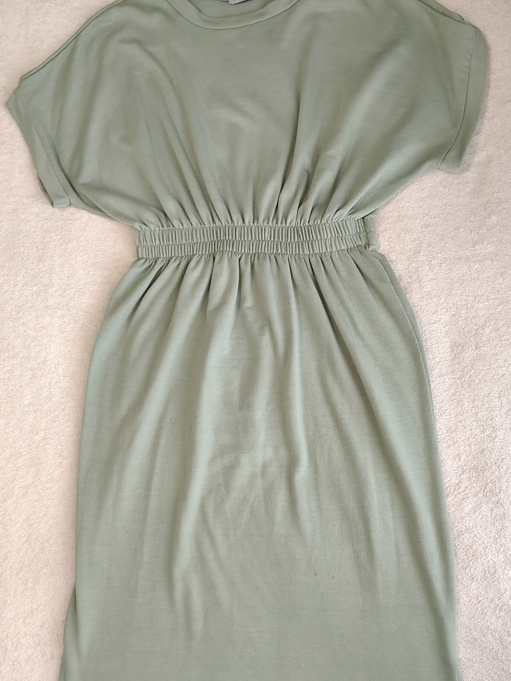 Polagram Sage Green Elastic-Waist Midi Dress